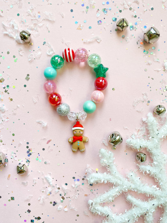 Gingerbread Man Charm Bracelet, Personalized Custom Name