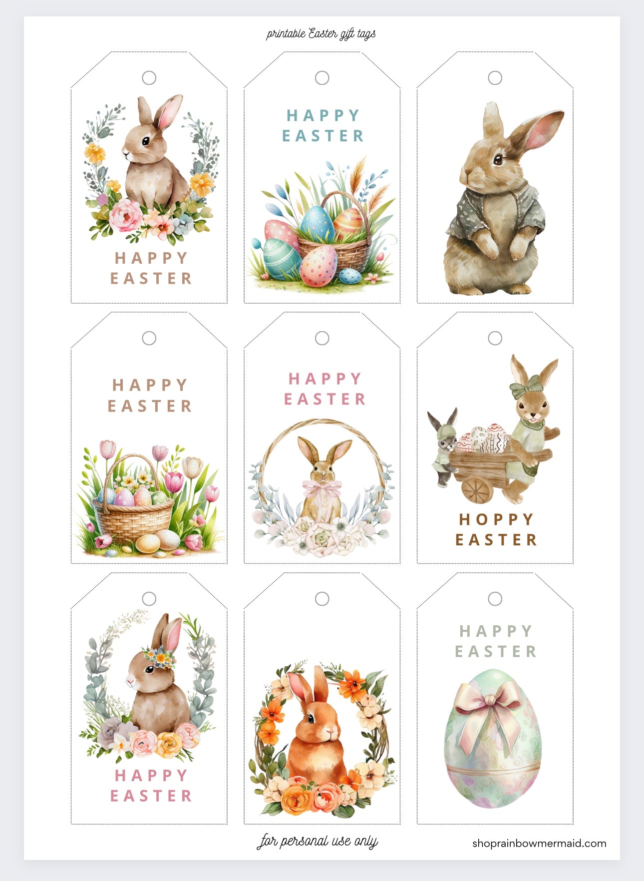 Vintage Easter Printable Gift Tags - FREE Digital Download