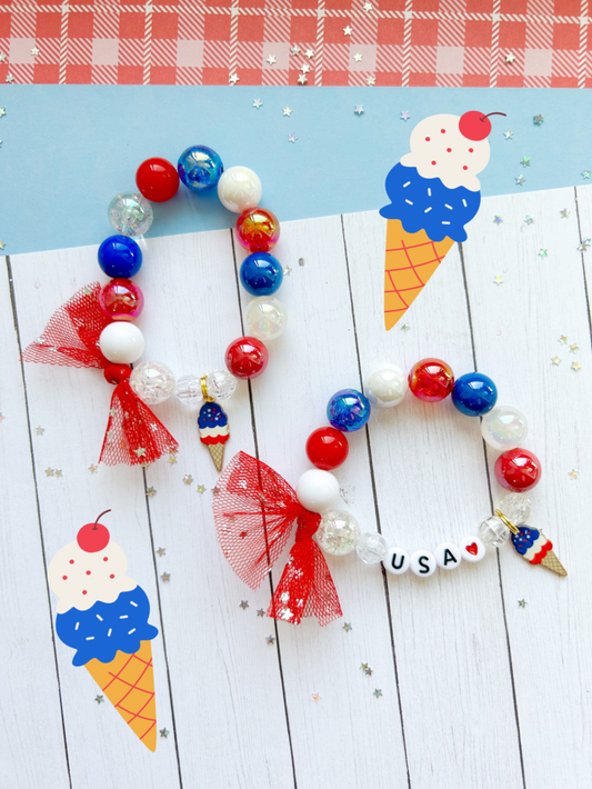 4th of July Summer Ice Cream Charm Bracelet