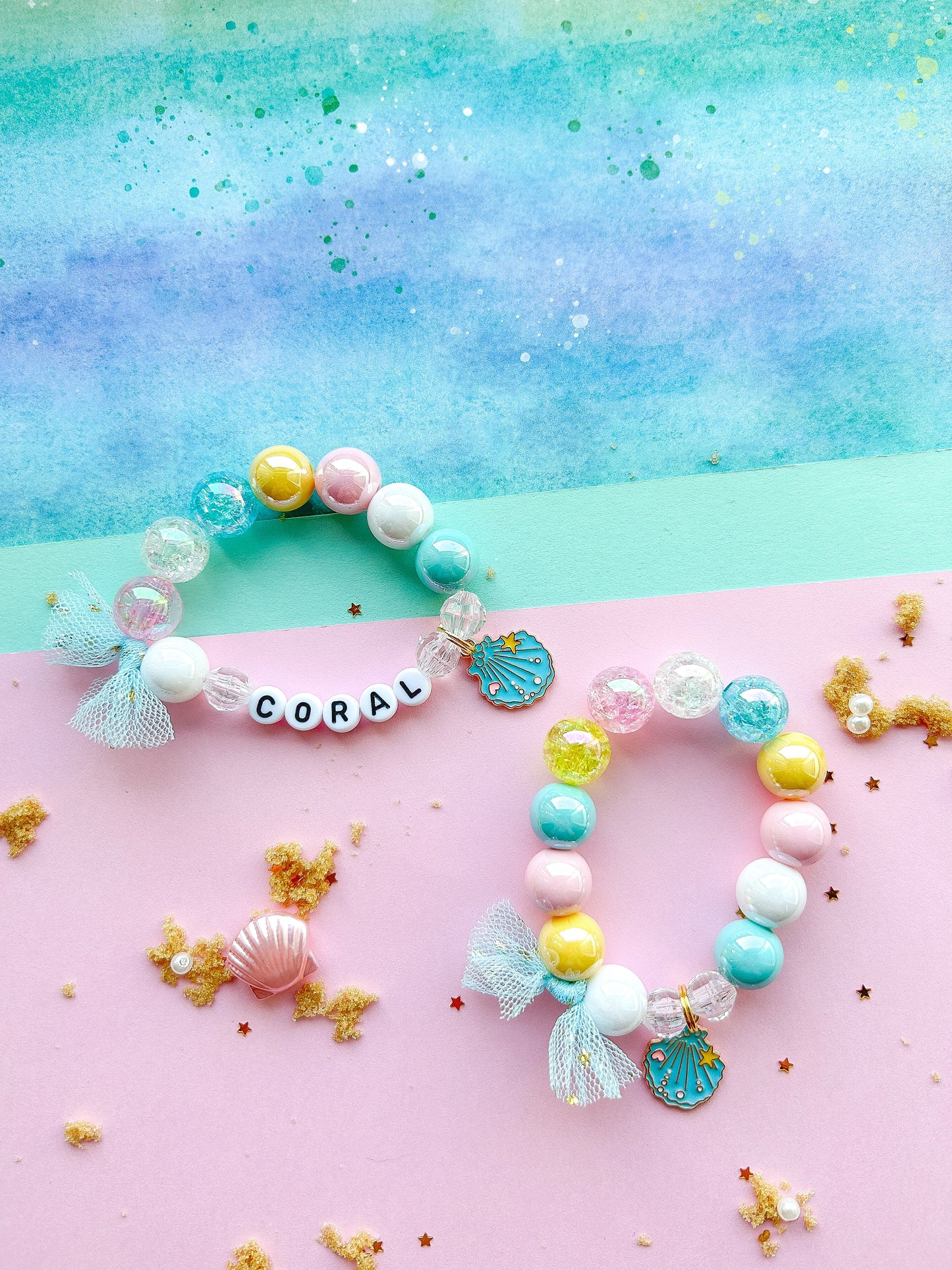 Scallop Shell Kids Beaded Charm Bracelet