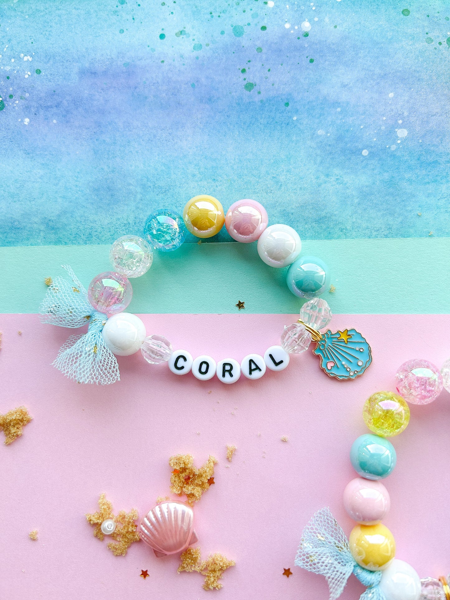 Scallop Shell Kids Beaded Charm Bracelet