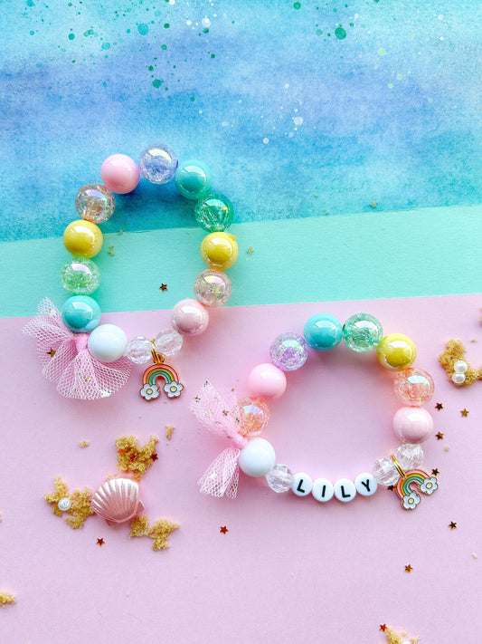Daisy Rainbow Kids Beaded Charm Bracelet