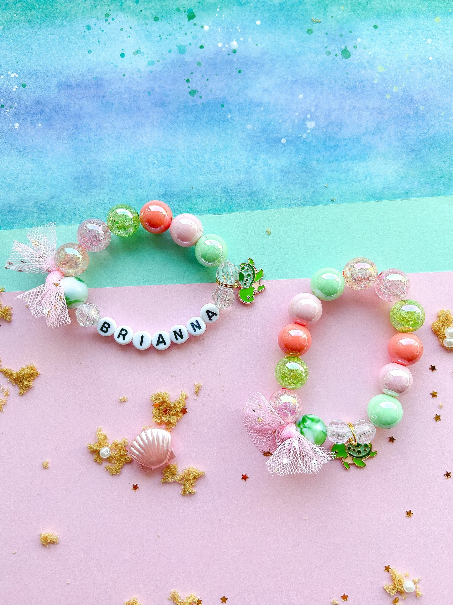 Sea Turtle Kids Beaded Charm Bracelet