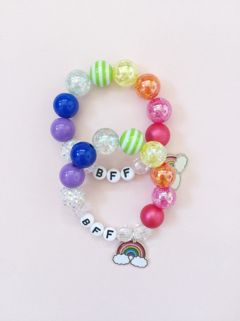 BFF Bracelets with Rainbow Charm - Set of 2