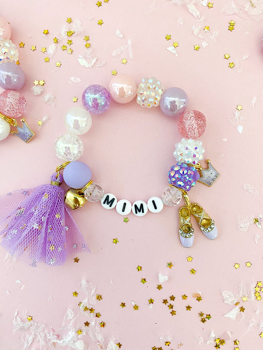Sugar Plum Fairy (Purples) Charm Bracelet - Customizable