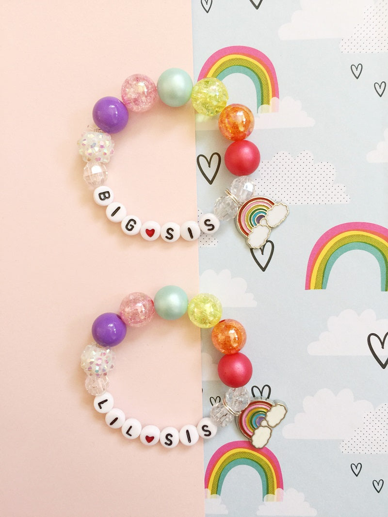 big sis little sis bracelet set kids bracelets girls bracelets beaded bracelets charm bracelets