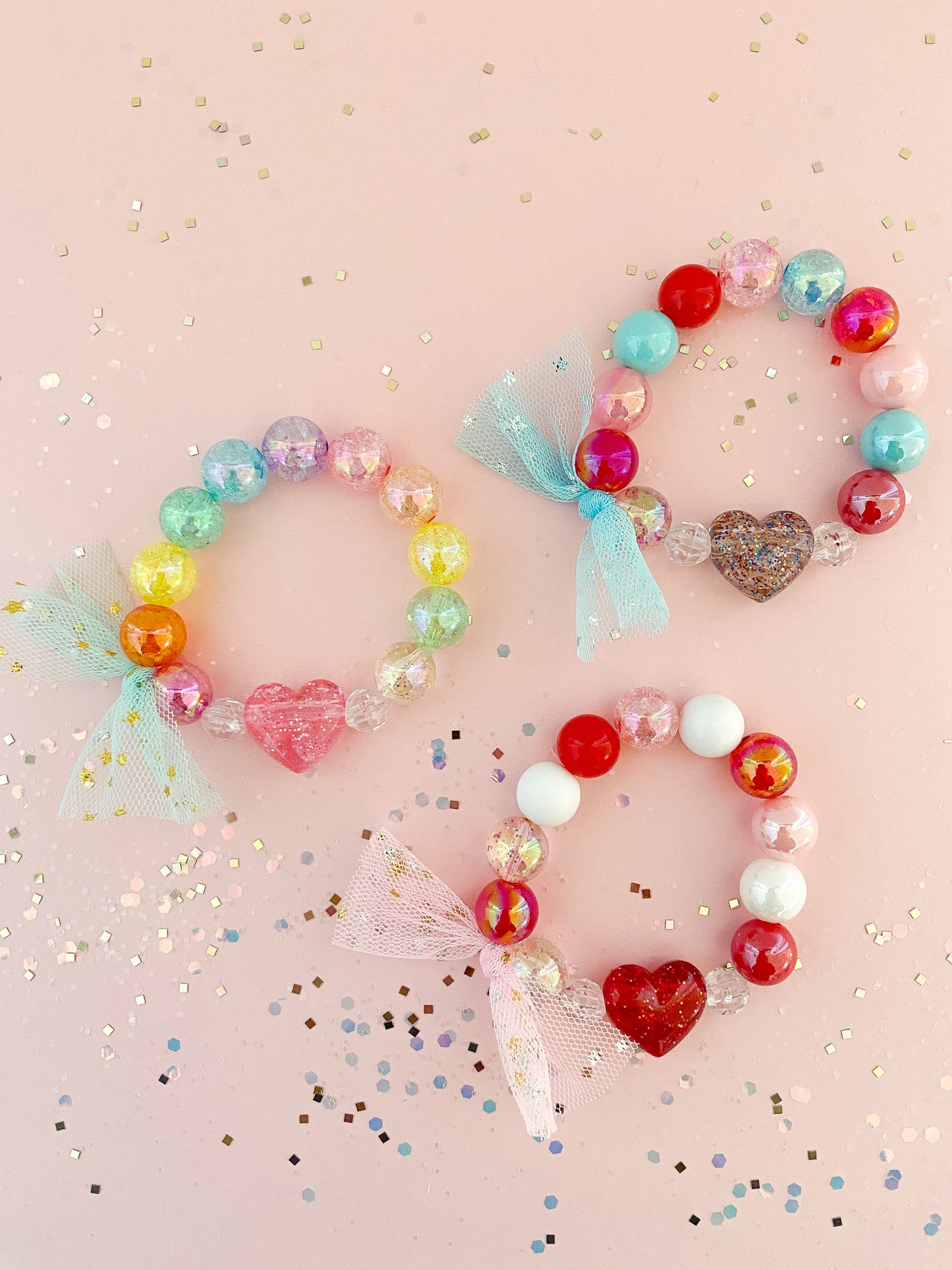 Red Glitter Heart Bracelet