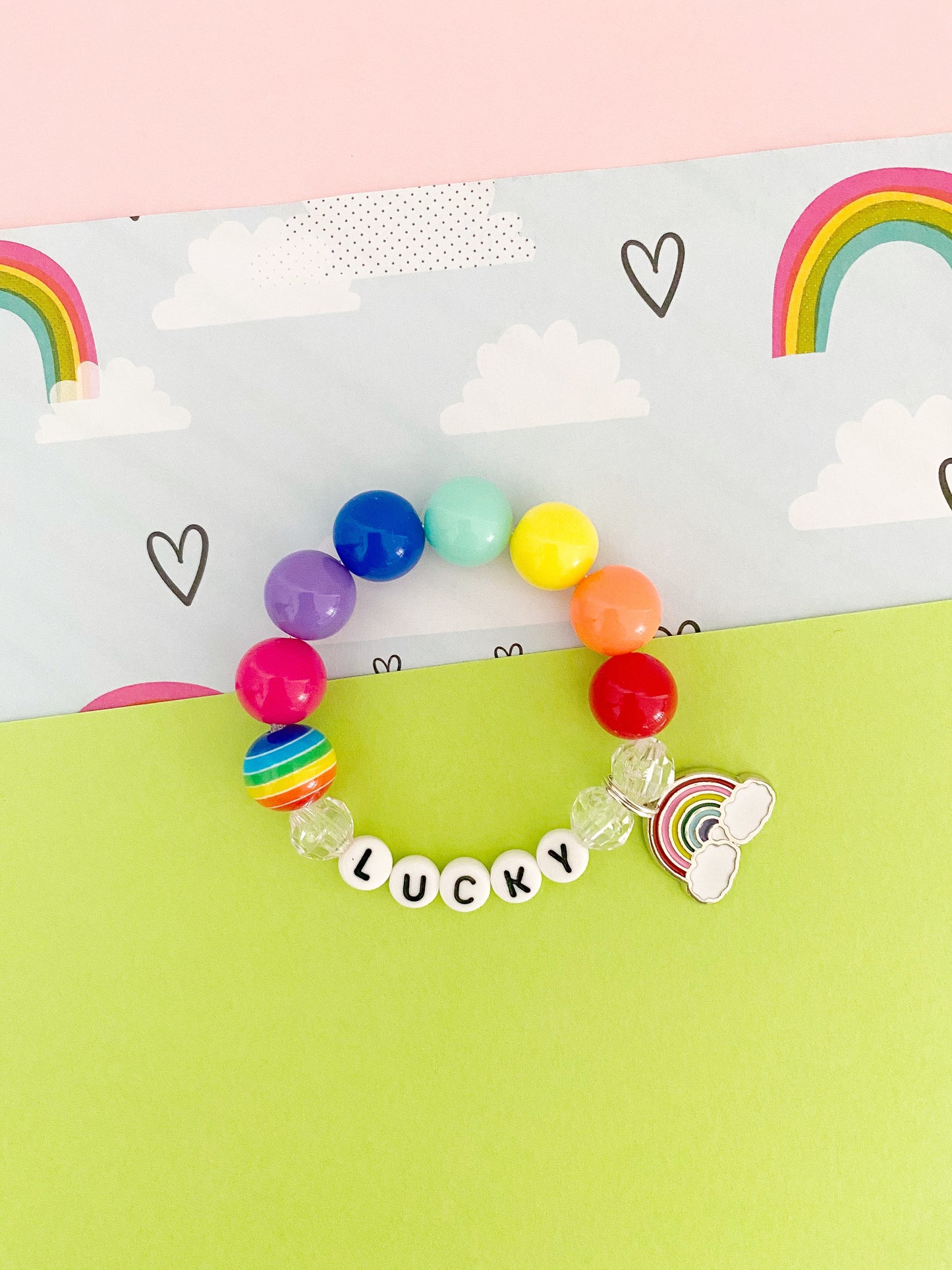 Solid Rainbow Charm Bracelet - Customizable