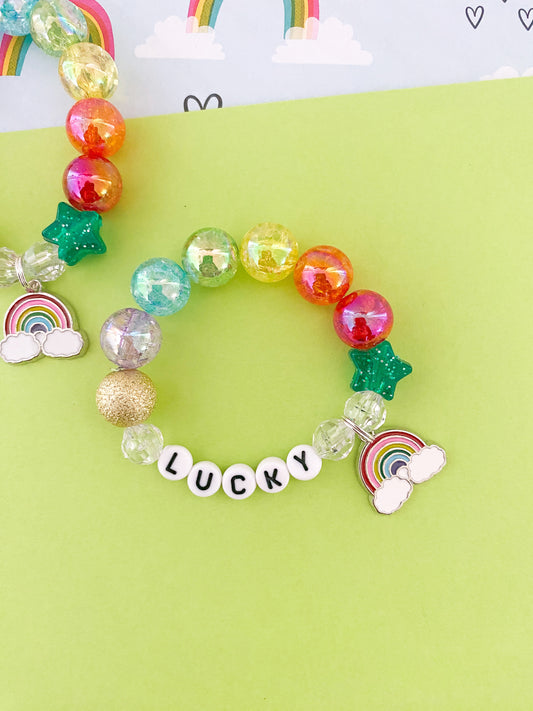 St. Patrick’s Day Lucky Rainbow Charm Bracelet - Customizable