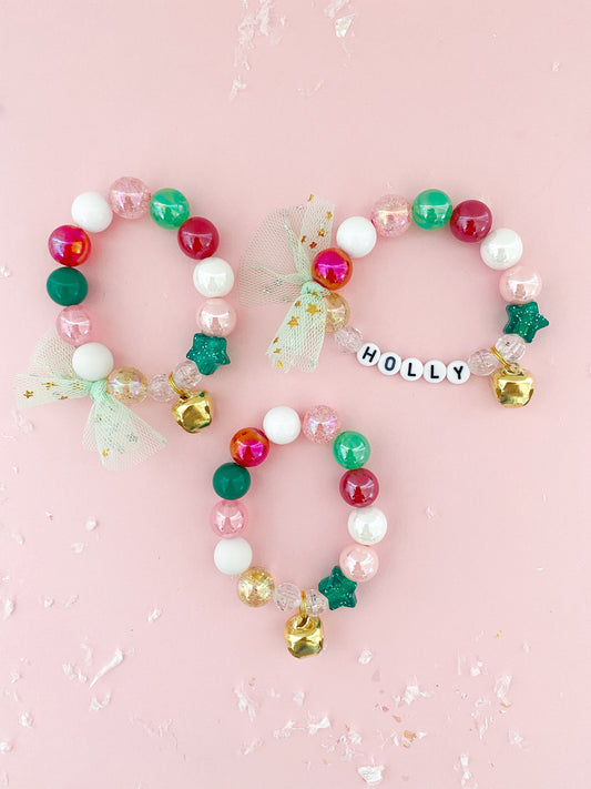 Christmas Holly Jolly Holiday Jingle Bell Charm Bracelet