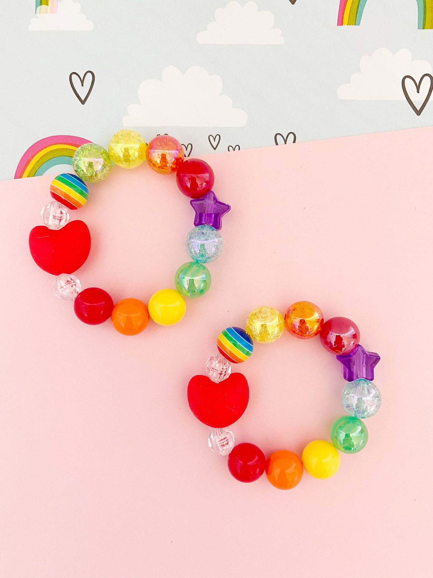 Rainbow Red Heart Bracelet - Personalized